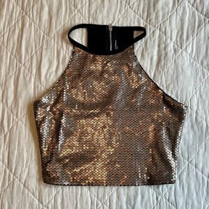 Gold Sequin Crop Top